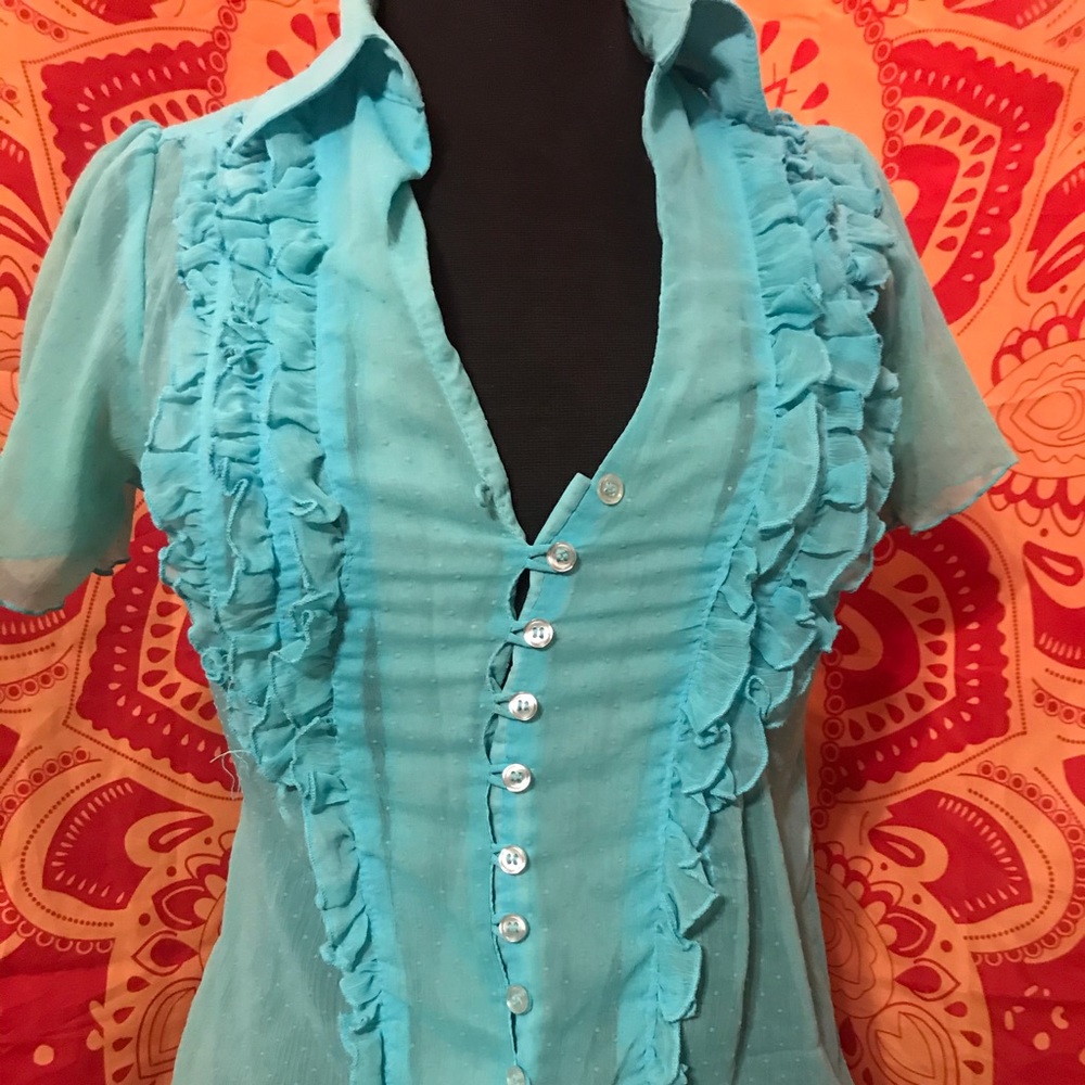 Ladies Ruffle Double-Breasted Blouse - Picture 9 of 10
